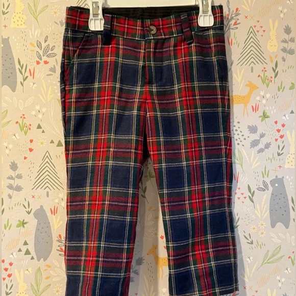 Janie & Jack Plaid Christmas Dressy Toddler Boys Adjustable Trousers 18-24 Mos - Picture 8 of 15